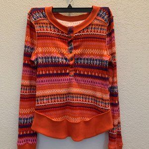 Free People Rally Rib Henley Top, Medium